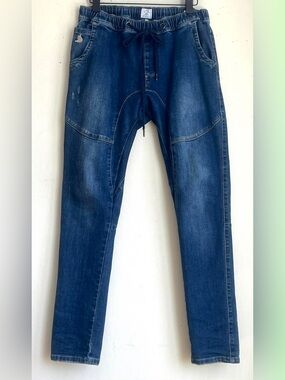 Slim Straight Women’s Jeans with Drawstring Waist in Deep Blue